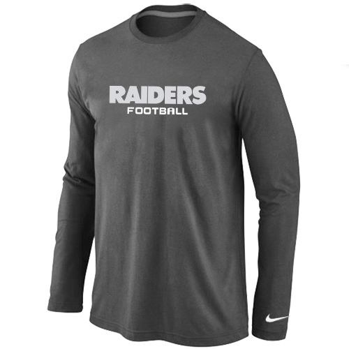 Nike Oakland Raiders Authentic Font Long Sleeve NFL T-Shirt - Dark Grey